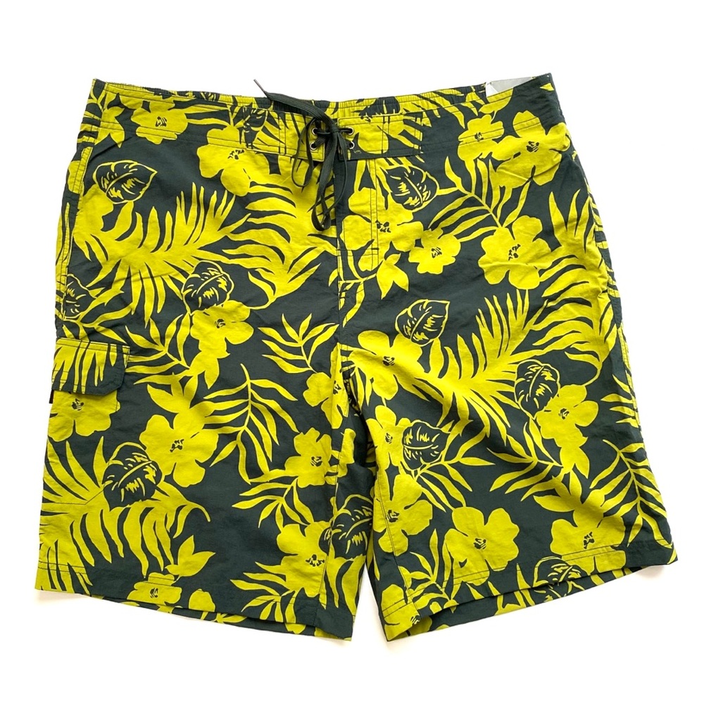 Eddie Bauer Green Floral Swim Paddle Shorts